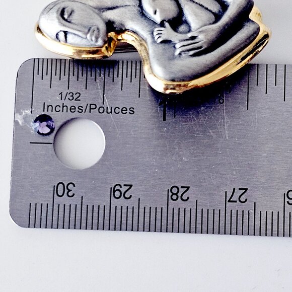 Signed Mother and Child Designer Brooch, LAUF Designer Brooch - Picture 6 of 7